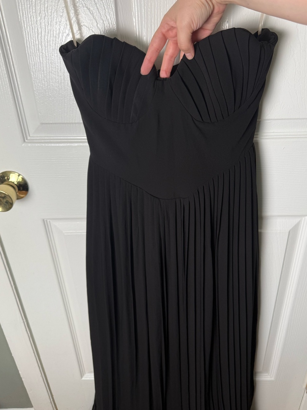 House of CB Marcella Black Georgette Pleated Maxi Dress M - Picture 3 of 10